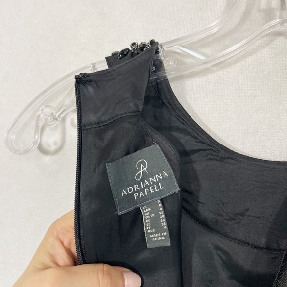 Adrianna Papell Black Beaded A-Line High Low Dress Party Cocktail Size 0 - Picture 6 of 8